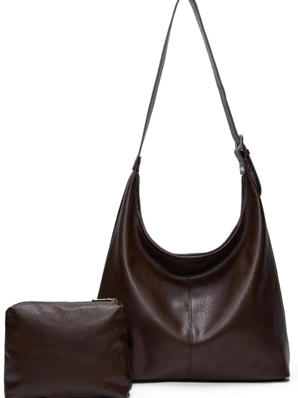 Soft Vegan Leather Slouchy Hobo Tote Bag for Women with Pouch & Adjustable Strap